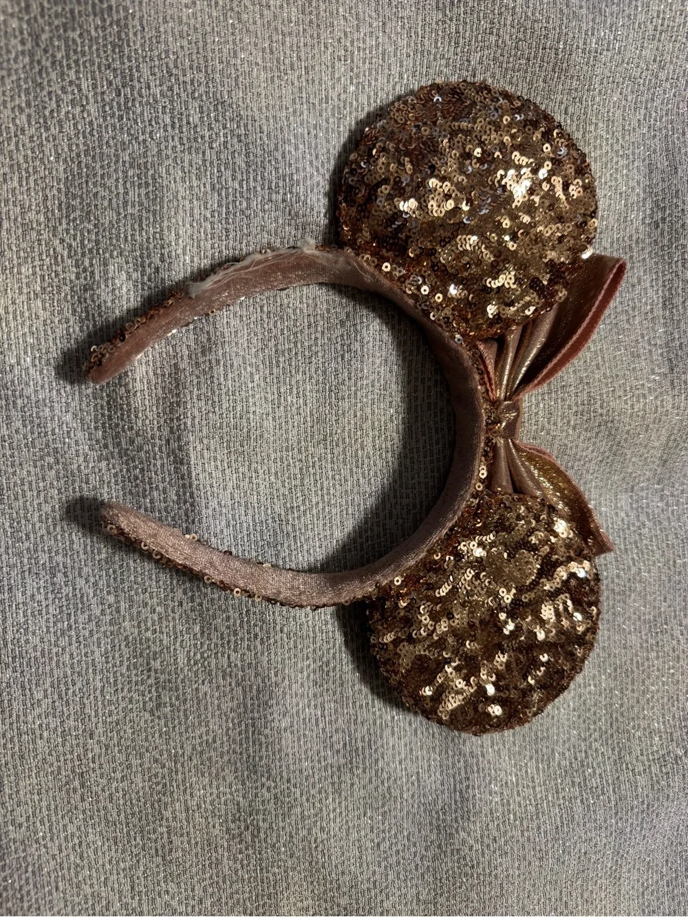 Sequin Disney Ear Headband with Metallic Bow - Bronze